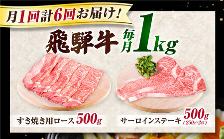 【6回定期】特選飛騨牛ステーキ&すきやき用(1Kgセット) / 飛騨牛 ブランド牛 A5 すき焼き すきやき サーロイン ステーキ ステーキ肉すき焼き用牛肉 肉 すき焼き肉 牛肉 ロース 鍋 A5ラン