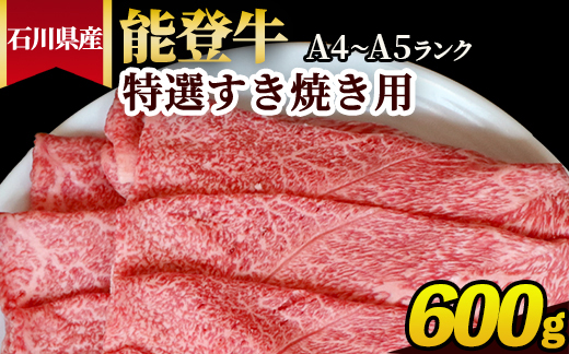 石川県産 能登牛（A4～A5）特選すき焼き用 600g ※2025年1月以降に順次発送予定