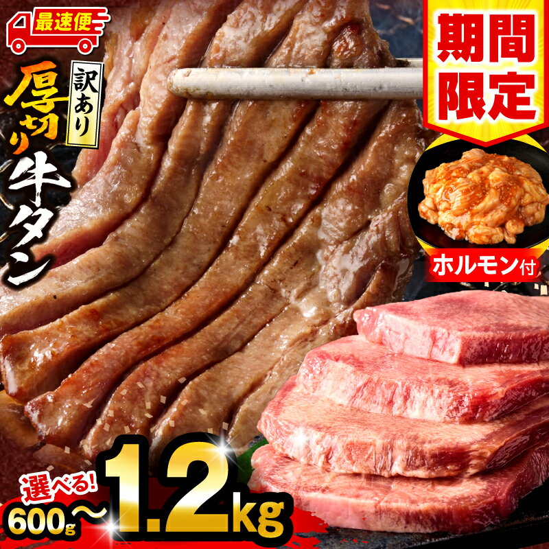 厚切り牛タン 塩味 たっぷり計1kg(500g×2) 訳あり