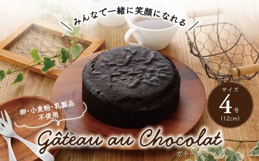 卵・小麦粉・乳製品不使用のガトーショコラ4号(12cm) 〈 チョコレートケーキ ホールケーキ アレルギー対応 冷凍 ケーキ お菓子 米粉 豆乳 スイーツ 洋菓子 美味しい 卵不使用 小麦不使用 乳製品不使用 動物性原料不使用 誕生日 お祝い ギフト プレゼント お土産 パーティ デザート おやつ 〉