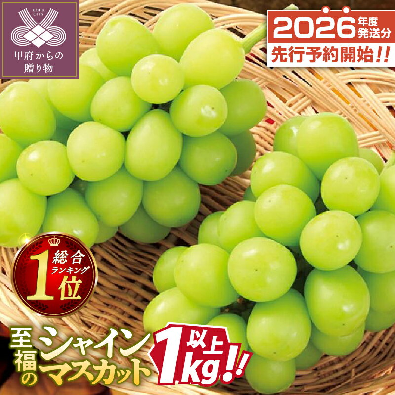 【ふるさと納税】 2026年（来年度）先行予約 ☆総合1位獲得★ 【高評価★】シャイン 楽天限定 先行予約 山梨 県産 ぶどう シャインマスカット フルーツ 人気 ランキング 果物 2房 冷蔵 1kg以上 種なし 大粒 高級 甘い 【2026年8月中旬〜10月上旬頃順次発送】 k245-002