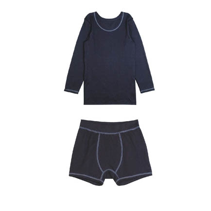 
                  Fleepボーイズインナー　ブルーベリーセット（長袖）1セット ／ 綿100％ キッズ 肌着 下着 アンダーウェア 日本製 埼玉県 No.539
                