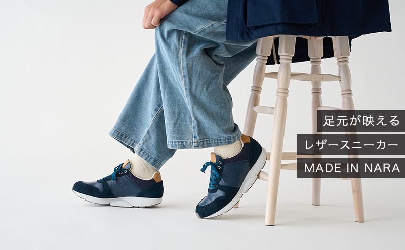 MIDFOOT ( ミッドフッド ) 紳士靴 レザースニーカー MF001JM  27.5cm( ネイビー ) 4E　【 ファッション 靴 シューズ スニーカー メンズ 】 【 お洒落 レザーシューズ