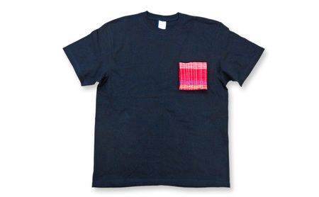 胸ポケット付きTシャツ Mサイズ 半袖 洋服 手織り 男女兼用 選べる ポケット 色 コットン 新潟市 ポケット赤