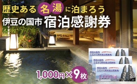 【9,000円分】伊豆の国市宿泊感謝券（1000円×9枚）