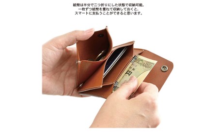 3部屋構造のワイドオープンウォレット / ワイドサイズ　バンナイズ オイル シュリンク レザー 本革 財布 コンパクト カード 収納 ファッション小物 ファッション カバン バッグ  ビンテージブラッ