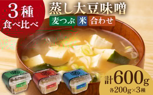 【お試し】3種 の 無添加 味噌 （各200ｇ） 食べ比べ セット【有限会社 木屋食品工業】 手作り てづくり はだか麦 麹 味噌汁 九州 熊本 みそ [ZAD011]