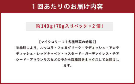 【6回定期便】 マイクロリーフミックス 1回あたり約140g（70g×2個）合計 約840g サラダ 野菜 大分県 九重町産 定期便