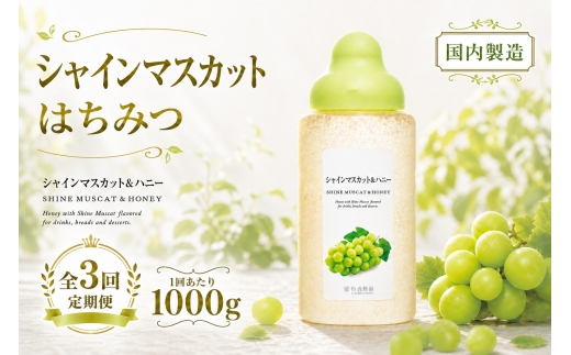 【 3回定期便 】＜ シャインマスカット ＞ 果汁入りはちみつ 1000g はちみつ ハチミツ 蜂蜜 ハニー 蜜 果汁 杉養蜂園 定期便
