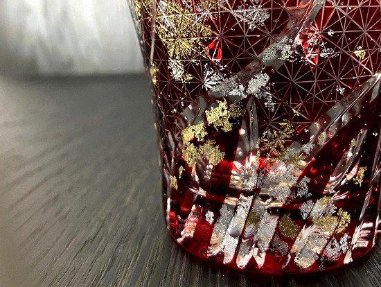 箔舞切子グラス240　レッド