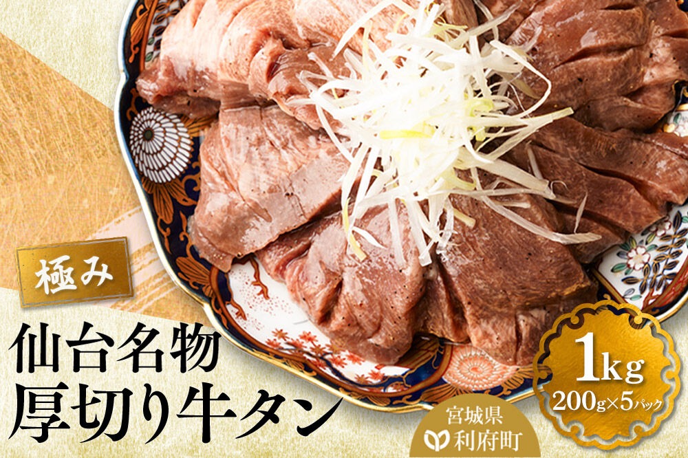 仙台名物 厚切り 牛タン 塩仕込み 1kg(200g×5P) 小分け スライス 焼くだけ 簡単調理 [牛タン 焼くだけ 簡単 小分け 塩ダレ 希少 部位 タン中 タン元 仙台 肉厚 人気 おいしい 美味 焼肉 バーベキュー BBQ 宮城県 利府町 船田食品]|06_fss-021101