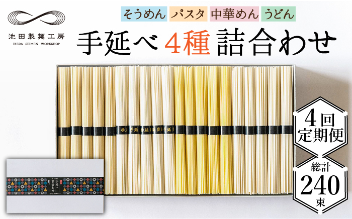 【定期便 4回】手延べ 麺 詰め合わせ 3kg  （50g×60束）  / 島原 手延べ そうめん パスタ 中華めん うどん 麺 / 南島原市 / 池田製麺工房 [SDA023]