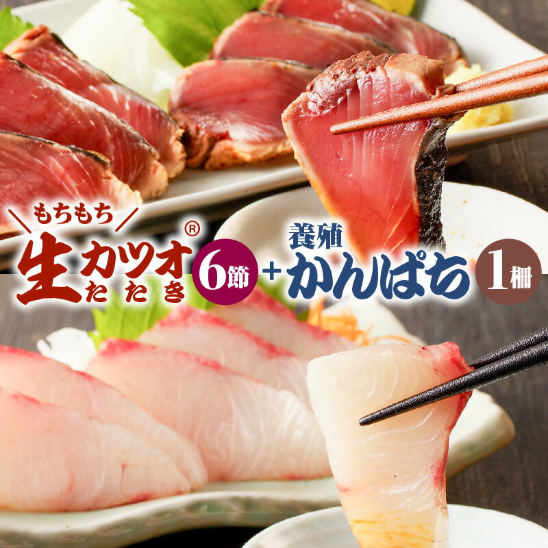 【ふるさと納税】【山実水産】もちもち 生カツオ たたき 6節 + 養殖 かんぱち 柵 セット 鹿児島県産 産地直送 養殖 海鮮 海産物 魚介 お魚 魚 鰹 かつおたたき お造り お刺身 刺身 半身 真空パック 贈り物 ギフト 鹿児島市 送料無料