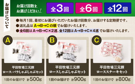 【 全12回 毎月 定期便 】 日本 の 米育ち 平田牧場 の 満足セット ！ T036-T05-03 肉 豚肉