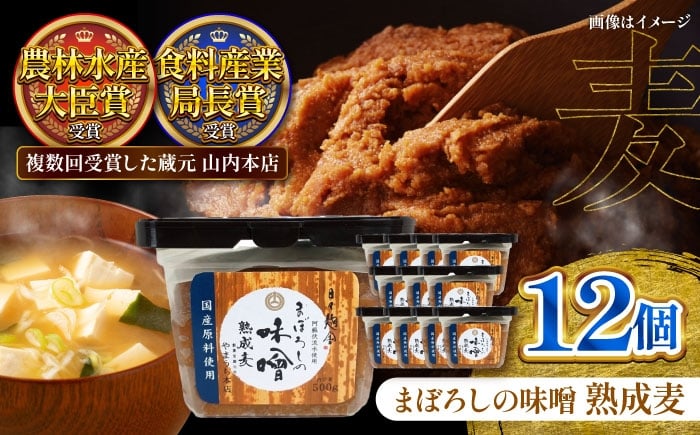 
            まぼろしの味噌 熟成麦 500g×12個セット【株式会社山内本店】 [BHAE021]
          