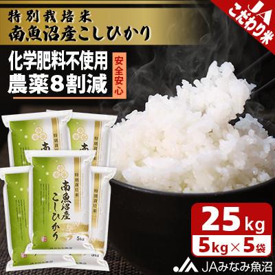 ふるさと納税 南魚沼市 【令和7年産】匠がつくる「特別栽培米南魚沼産こしひかり8割減」精米25kg(5kg×5袋)