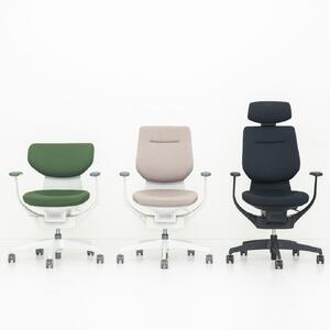 Mia2_コクヨチェアー　イング(ソフトグレー・本体白)／ヘッドレスト・クッション／フローリング用（Vキャスター）　／在宅ワーク・テレワークにお勧めの椅子