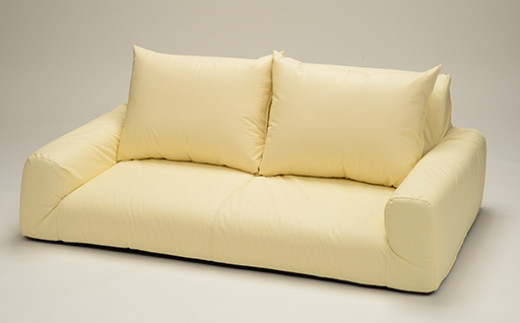 【a077】低反発フロアソファ（アイボリー・レザー生地）