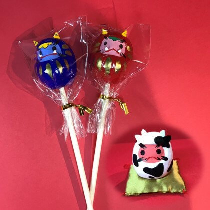 【伝統工芸品】豆だるま（丑）1体、 赤青おに豆ダルマ 2体セット ※ 開運 願掛け 縁起物 魔除け 人形 民芸品 伝統技術 キャラクター 干支 達磨 