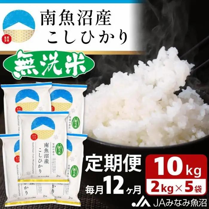 【JAみなみ魚沼定期便】南魚沼産こしひかり無洗米（2kg×5袋×全12回）｜無洗米