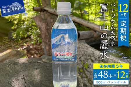 【12か月お届け】富士山の麗水 500ml 48本  水 定期便 天然水 富士山 ミネラルウォーター 山梨 富士吉田