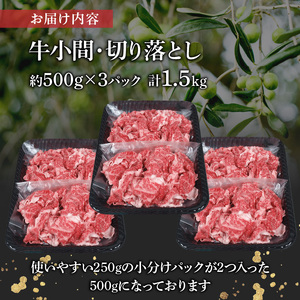 黒毛和牛オリーブ牛 切り落とし 約500ｇ×3_M18-0015