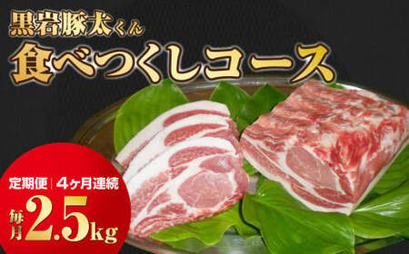 【定期便】黒岩豚太くん 食べつくしコース 4ヶ月連続★（毎月約2.5キロ）小分け 真空 パック （くろいわ産地直売所）岩手県 北上市 N0073 豚肉 ﾛｰｽ しゃぶしゃぶ用 焼肉 ブロック バラ ひき肉 あらびき
