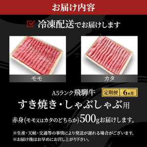 【定期便6ヶ月】牛肉 飛騨牛 すき焼き しゃぶしゃぶ セット 赤身 モモ 又は カタ 500g 黒毛和牛 Ａ5 美味しい お肉 牛 肉 和牛 すき焼き肉 すきやき すき焼肉 しゃぶしゃぶ肉 【岐阜県池