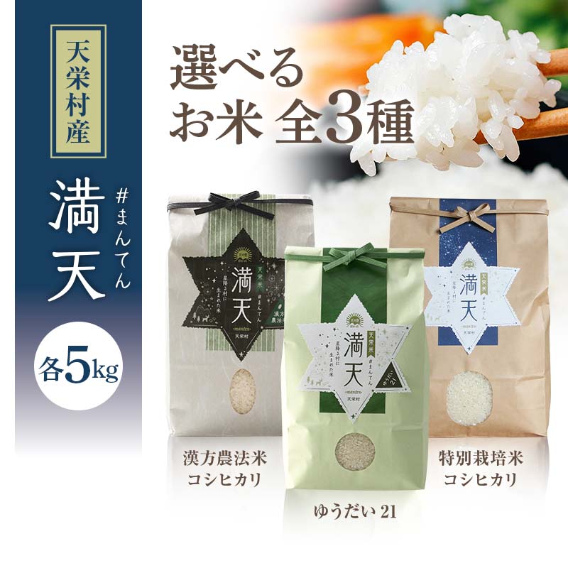 【ふるさと納税】種類が選べる 「満天」ゆうだい21 特別栽培米コシヒカリ 漢方農法米コシヒカリ 5kg 白米 精米 米 コメ 天栄米 天栄村 F21T-415var