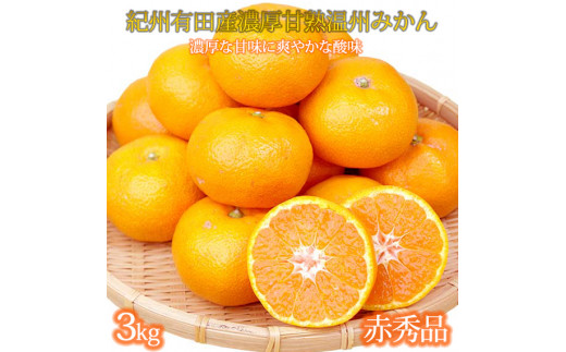 
            赤秀品　紀州有田産濃厚完熟温州みかん　3kg（ＭサイズまたはＳサイズ）【2025年11月下旬以降発送】【先行予約】【UT12】
          