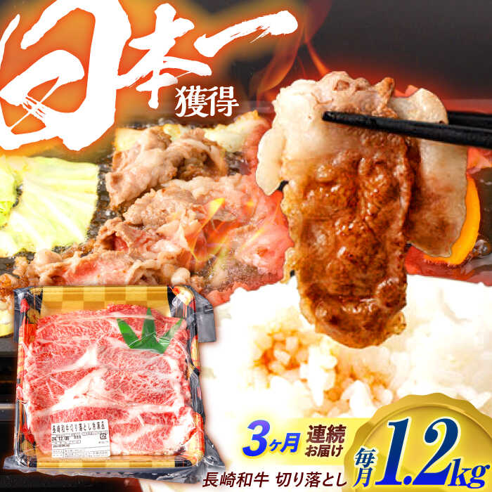 【ふるさと納税】【3回定期便】長崎和牛 切り落とし 1.2kg（400g×3）肩ロース・モモ・カタ・バラ使用 / 牛肉 ぎゅうにく 肉 和牛 国産牛 切落し / 諫早市 / 西日本フード株式会社長崎和牛[AHAV025]