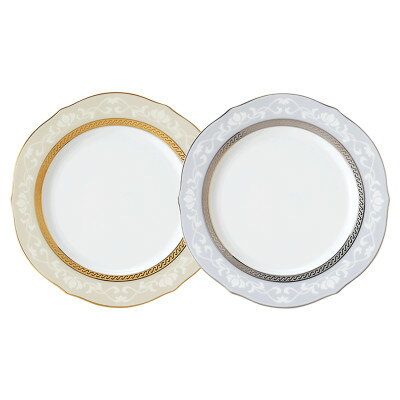【ふるさと納税】ノリタケ【ハンプシャーゴールド&プラチナ】23cmアクセントプレートペア(色変り)【1637885】