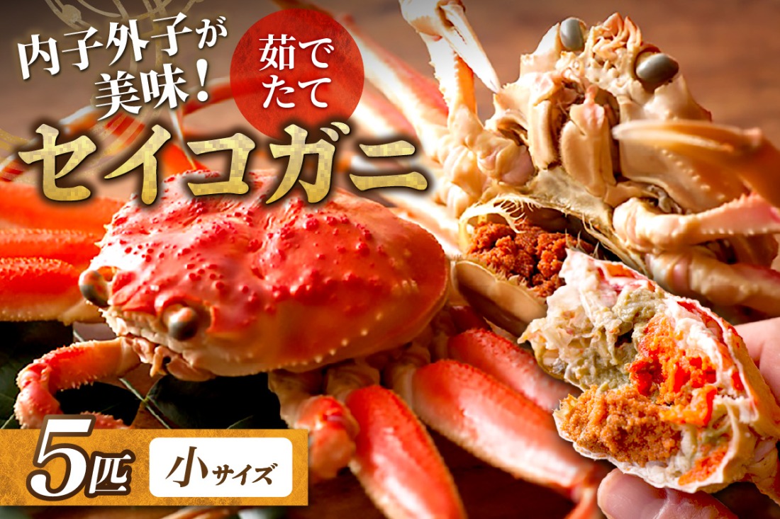 【蟹の匠 魚政】内子外子が美味! 茹でたて セイコガニ（セコ蟹）（香箱ガニ）（こっぺ）小サイズ 5匹セット　UO01378