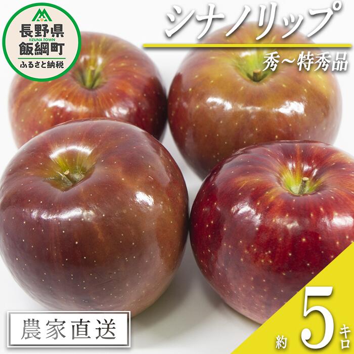 【ふるさと納税】 りんご シナノリップ 秀 〜 特秀 5kg 渡辺農園 沖縄県への配送不可 令和7年度収穫分 エコファーマー認定 減農薬栽培 長野県 飯綱町 〔 信州 果物 フルーツ リンゴ 林檎 長野 16000円 予約 農家直送 〕発送時期：2025年8月中旬〜2025年8月下旬 {***}