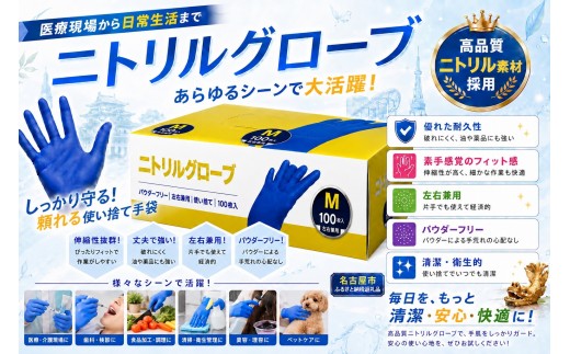 ニトリルグローブM　100枚入り　3箱