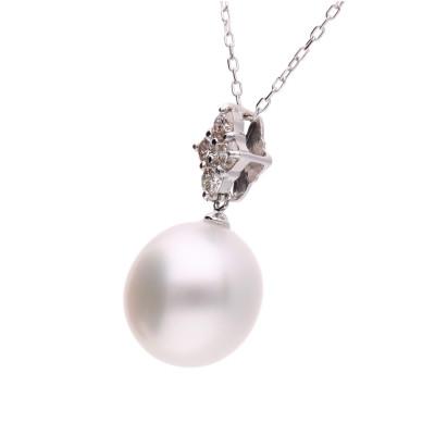 ふるさと納税 神戸市 【星彩】白蝶真珠(南洋真珠)ダイヤモンド K18 ホワイトゴールド ペンダントトップ |  | 01