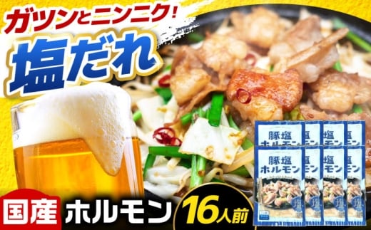 岐阜県産豚もつの鉄板焼き「元祖みたけとんちゃん」豚塩味 8袋（16人前） / モツ もつ 白もつ ホルモン / 御嵩町 / 藤よし [AVAA046]