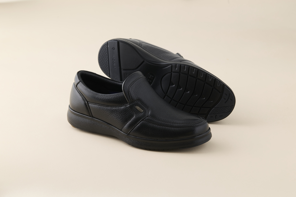 AKIO GOLF 5013 4E BL(クロ) 柔らかい鹿革使用 26.5cm オーソライト エクストラライトラバー付きEVA 黒 靴 シューズ ゴルフ メンズ 鹿革 本革 革靴 紳士靴【（株）アキ