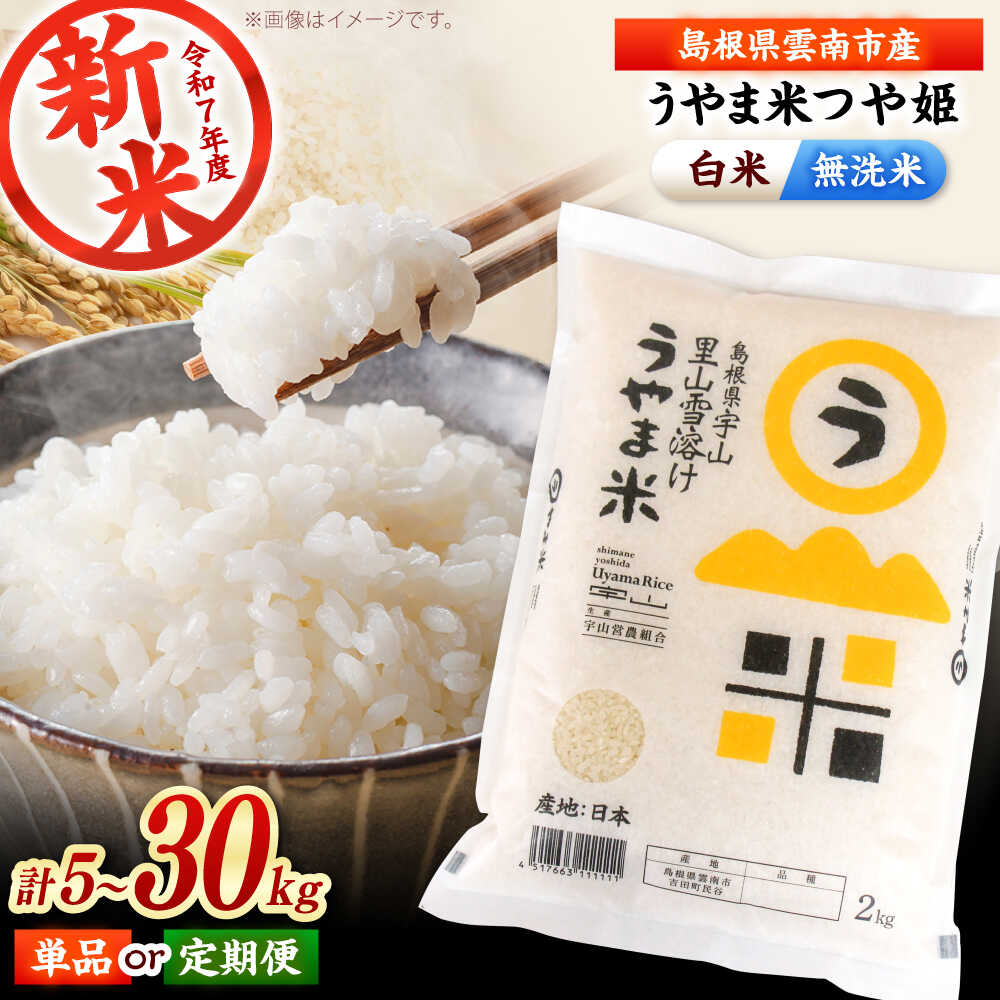 【ふるさと納税】無洗米 白米 選べる！ 米 定期便 単品 新米 つや姫 5kg 8kg 10kg うやま米 島根県 雲南市/藤本米穀店[AIDB086]