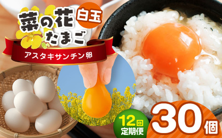 《全12回定期便》2週間以内に発送 新鮮 ★君津市産 菜の花エッグ アスタキサンチン卵白玉30個入り 菜の花たまご | 早く届く すぐ すぐ発送 卵 たまご タマゴ 玉子 定期便 白 卵かけご飯 お菓子作り 新鮮 オススメ 千葉県 君津市 きみつ