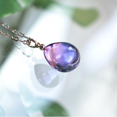 ふるさと納税 長沼町 【Soukore】ガラスアクセサリー・ラベンダー&amp;トワイライト・ネックレス(シルバー)