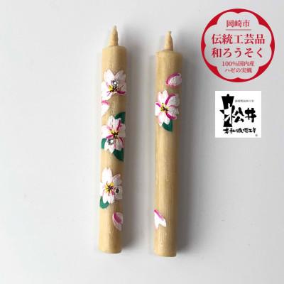 ふるさと納税 岡崎市 国内産ハゼの実蝋のみ使用＜伝統工芸品　和ろうそく＞手描き絵ろうそく　桜クリスタル(絵入り2本)燭台付 |  | 03