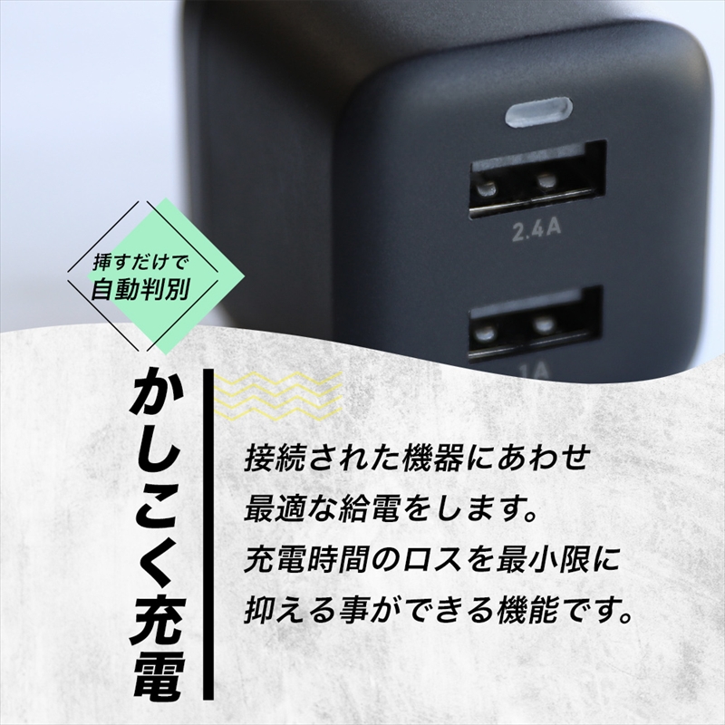 Owltech(オウルテック) 25万回以上の屈曲試験に耐えるType-Cケーブル同梱 超タフケーブル & AC充電器のセット OWL-AC17WAAC20-BK ブラック