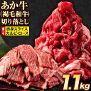 【ふるさと納税】選べる あか牛切り落とし 1.1kg(275g×4パック)　赤身切り落としスライス または 焼肉用カルビ 《選べる出荷時期》肉 牛肉 切り落とし 国産牛 切落とし ふるさと納税 A4～A5等級 黒毛和牛 切り落とし