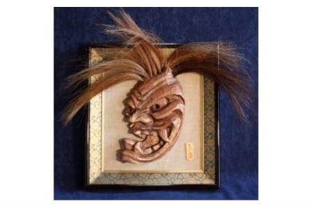  浮立面（横面）【伝統芸能 記念品 彫刻 新築祝い 手造り彫刻 オリジナル彫刻】 E-17