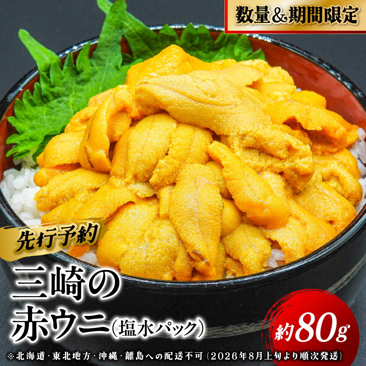 【ふるさと納税】【先行予約】【数量/期間限定】三崎の赤ウニ（塩水パック） 約80g ※北海道・東北地方・沖縄・離島への配送不可（2026年8月上旬より順次発送）【ふるさと納税 人気 おすすめ ランキング うに ウニ 赤ウニ 塩水パック 塩水 パック 雲丹 三崎 海鮮】 IKTJ017