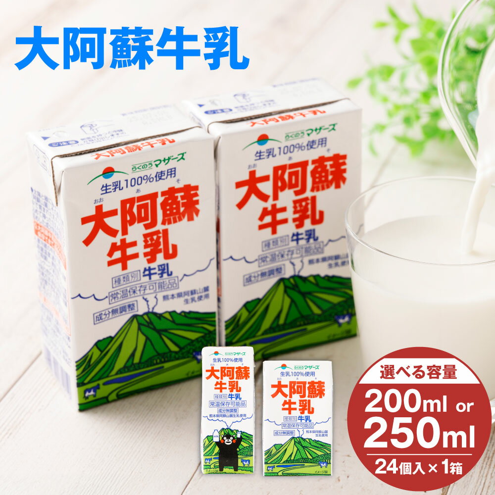 【ふるさと納税】【選べる】大阿蘇牛乳 200ml×24個入（1箱） または 250ml×24個入（1箱） 合計4.8L または 合計6L 牛乳 ミルク 成分無調整 紙パック パック ロングライフ 長期保存 常温 熊本県 上天草市 送料無料
