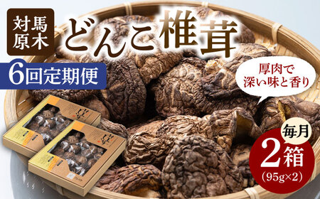 【全6回定期便】対馬 原木 どんこ 椎茸 95g×2箱 肉厚 しいたけ 乾燥 きのこ [WAI058]