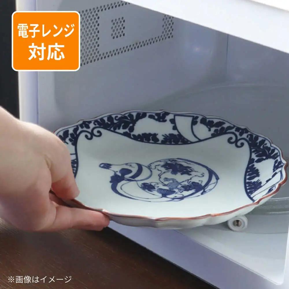 【波佐見焼】古伊万里文様 像唐草 桔梗渕 8寸皿 1点【西日本陶器】[AC281]