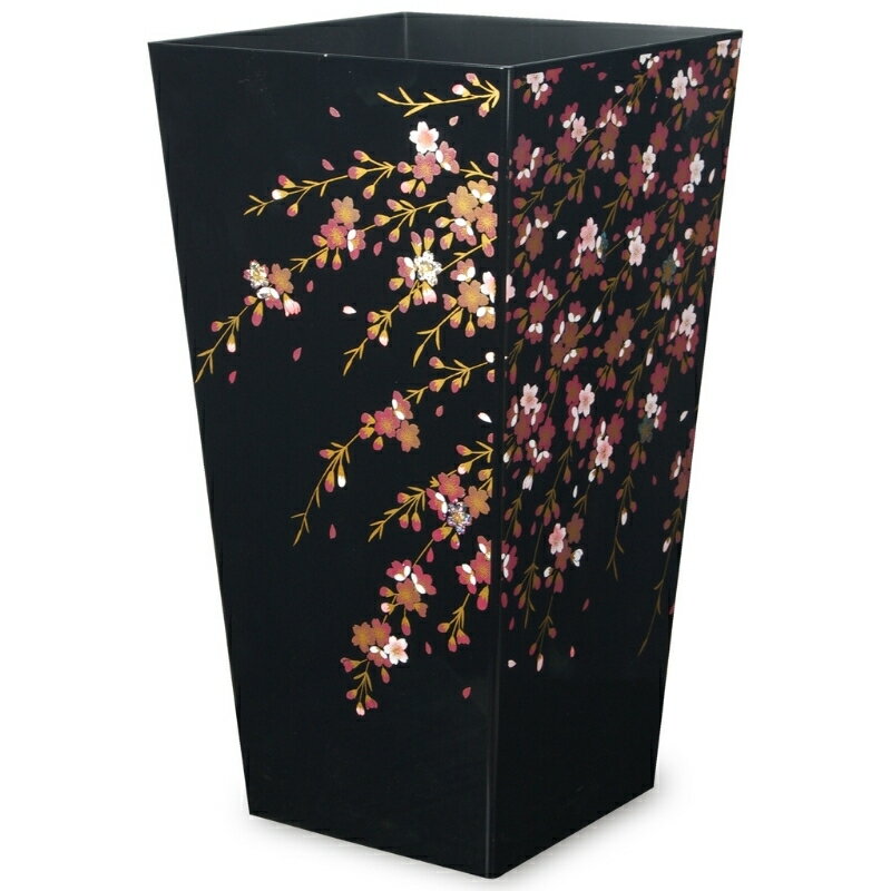【ふるさと納税】蒔絵調 ダストボックス L角 9.5L 桜ブラック タツクラフト 【Tk143】 | ゴミ箱 Bosk バスク キッチン ペール キッチン 橋本達之助工芸 TATSU-CRAFT おしゃれ 送料無料 ごみ箱 ダストボックス くず入れ 日本製